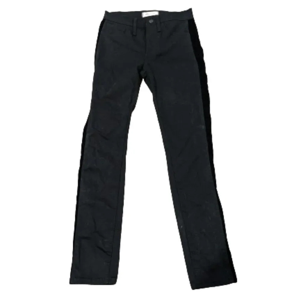 Madewell 9" Mid Rise Skinny black‎ with velvet side stripe size 25